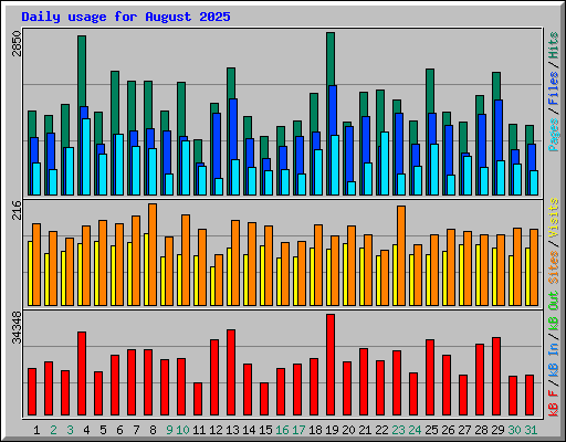 Daily usage for August 2025
